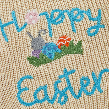 Girl's & Boy's Embroidered Easter Bunny & Eggs Sweaters