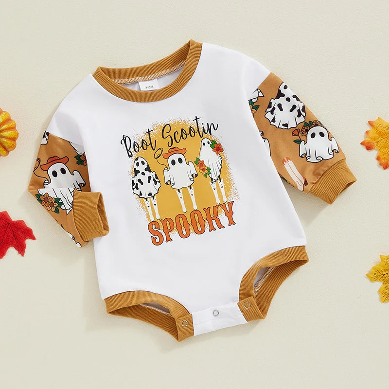 Halloween Outfits! Girl's "Boot Scootin Spooky" Long Sleeve Fall T-Shirts