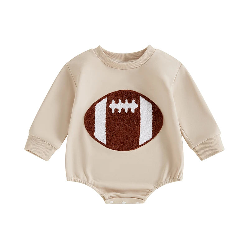 Boy's Football Embroidered Sweatshirt Rompers