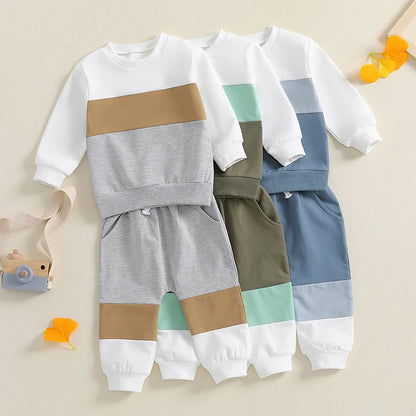 2-Piece Fall / Winter Outfits! Boy's Striped Long Sleeve Shirt & Pants Sets