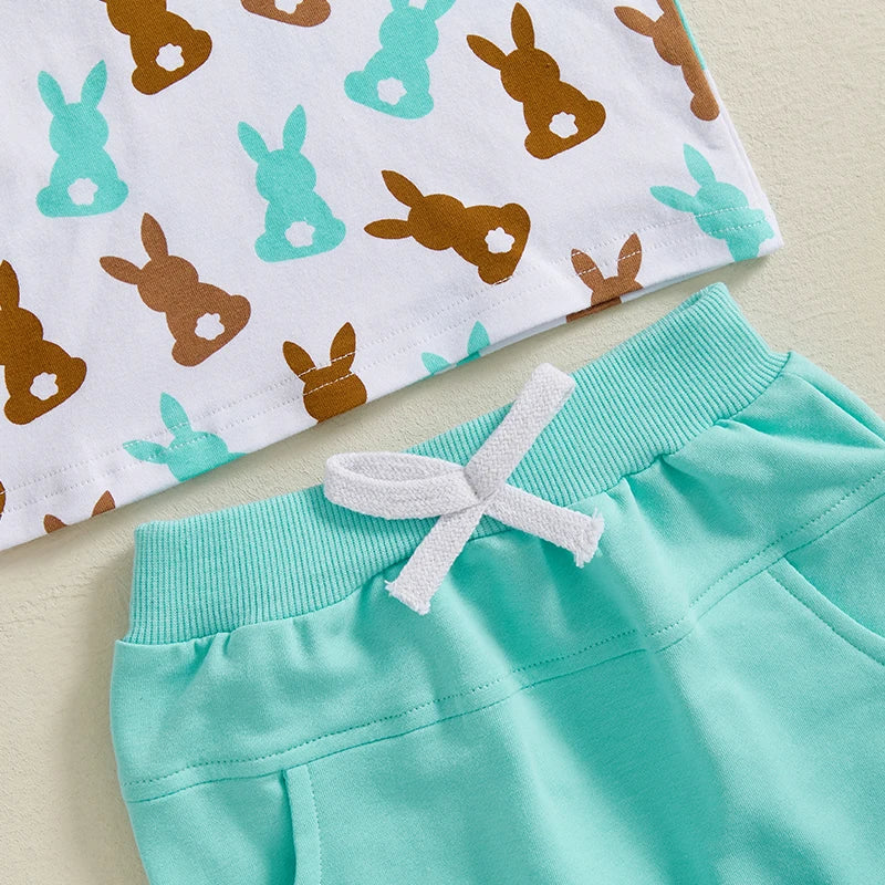 Boy's 2-Piece Easter Bunny Pocket T-Shirt & Shorts Sets