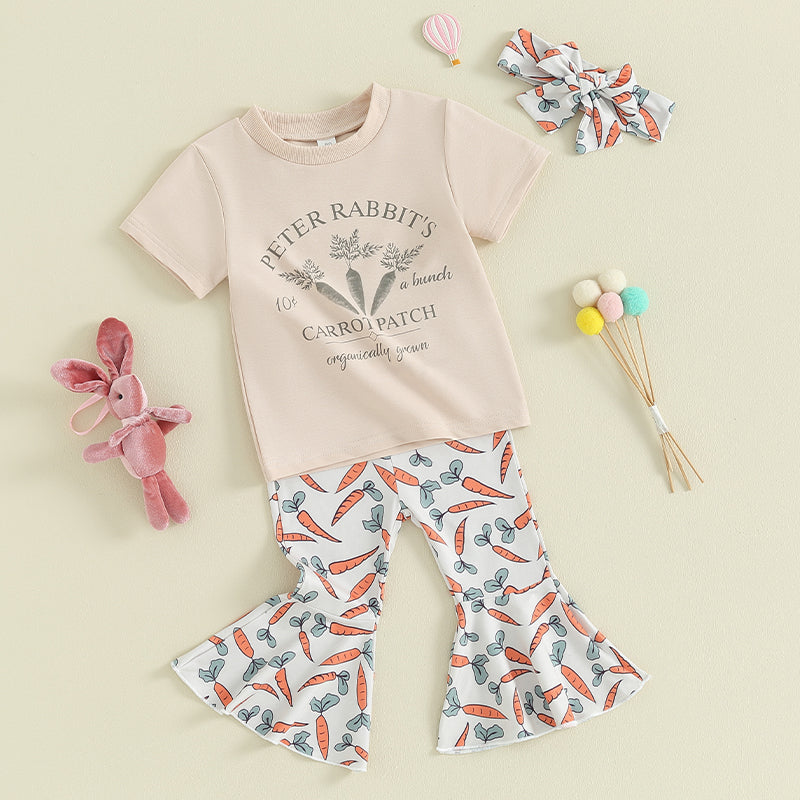 Girl's Easter T-shirts, Carrot Flare Pants & Headband Set