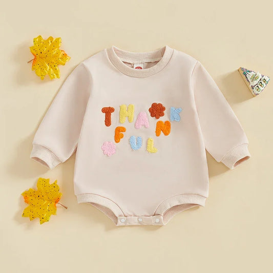 Girl's & Boy's Embroidered Thanksgiving *Thankful* Sweatshirt Onesies