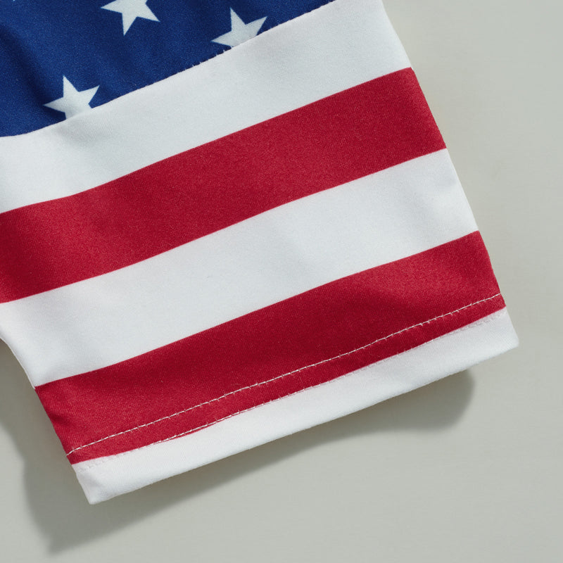 Boy's 2-Piece Independence Day "All American Boy" T-shirt with Stars & Stripes Shorts Sets