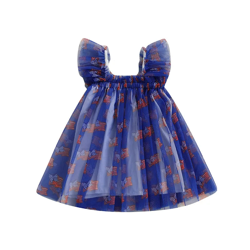 Girl's Tulle Red, White & Blue 4th of July Dresses