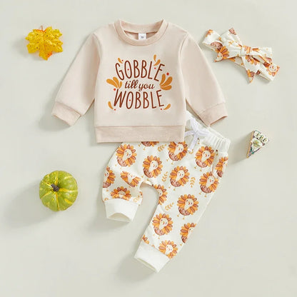 2-piece Thanksgiving Sets! Girl's & Boy's *Gobble till you Wobble* Fall Sweatshirts & Sweatpants