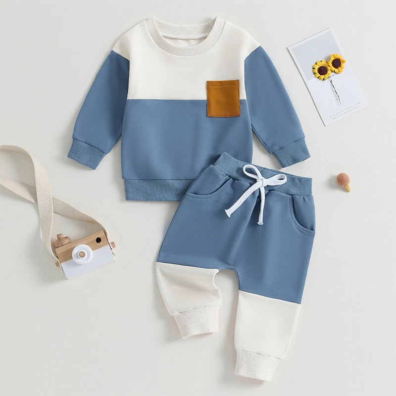 2-Piece Fall Outfits! Boy’s Long Sleeve Sweatshirt & Pants Sets