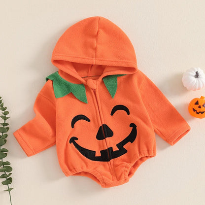 Halloween Costumes! Boy's & Girl's Long Sleeve Hooded Zip-Up Pumpkin Onesie