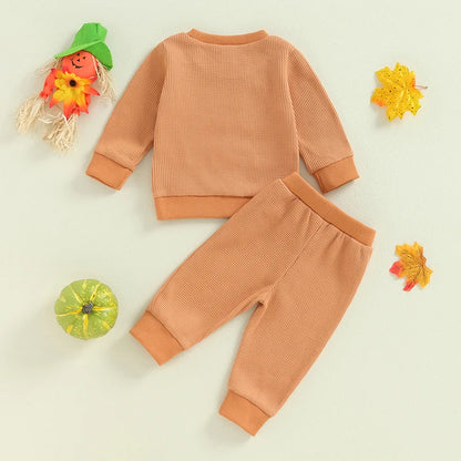 2-Piece Halloween Outfits! Boy's & Girl's "Spooky Season" Pumpkin Sweatshirt & Pants Sets