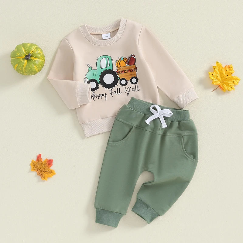 2-piece Halloween Sets! Girl's & Boy's Ghost *Boo Crew* & *Happy Fall Yall* Truck Sweatshirt & Sweatpants