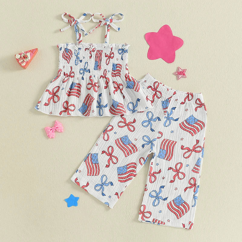 Girl's 2-Piece 4th of July Cami & Pants Sets