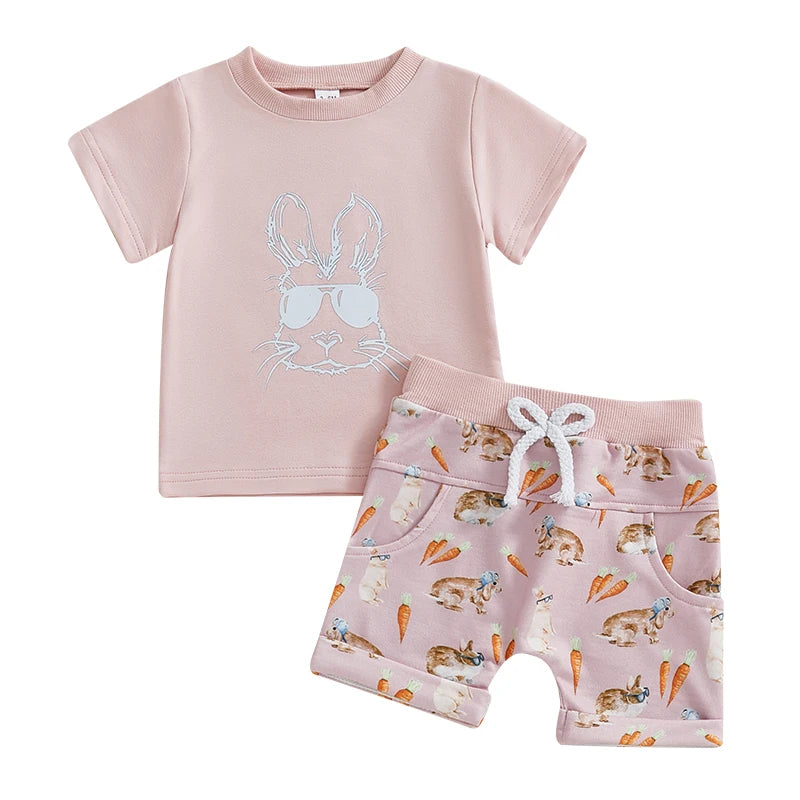 Boy's & Girl's Easter Bunny Shirt & Shorts Sets