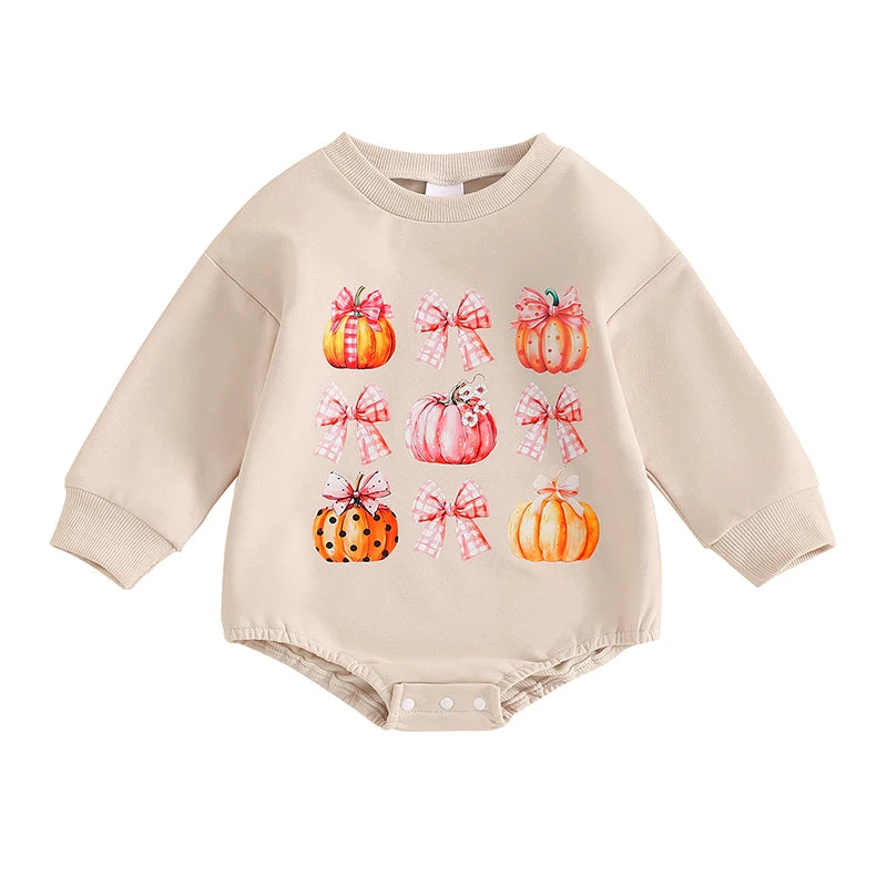 Fall Onesies! Girl's Bow Pumpkin Sweatshirts