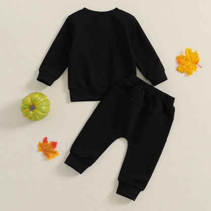 2-piece Halloween Sets! Girl's & Boy's Scary Pumpkin Sweatshirt & Sweatpants