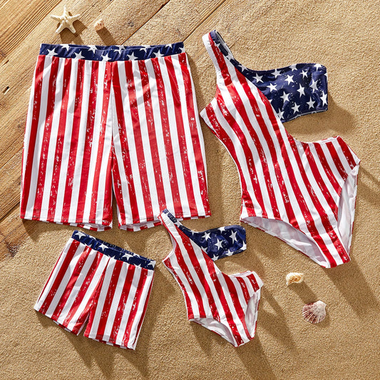 Family Matching! Stars & Stripes Swimsuits & Trunks