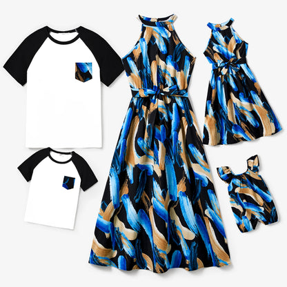 Family Matching! T-shirt & Sleeveless Halter Dresses & Rompers