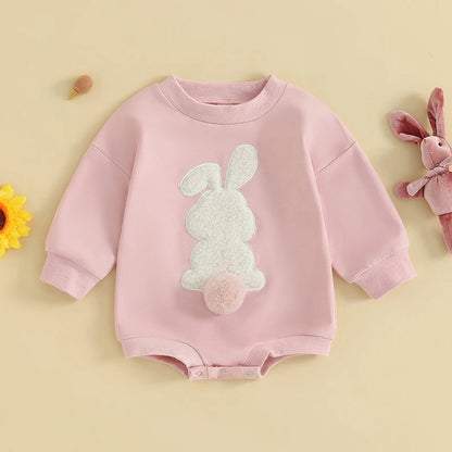 Girl's & Boy's Embroidered Easter Bunny Romper Sweatshirts