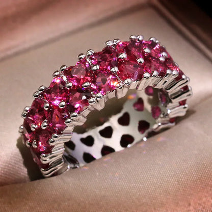 Oh My Heart! Bright Pink Crystal Zircon Rings