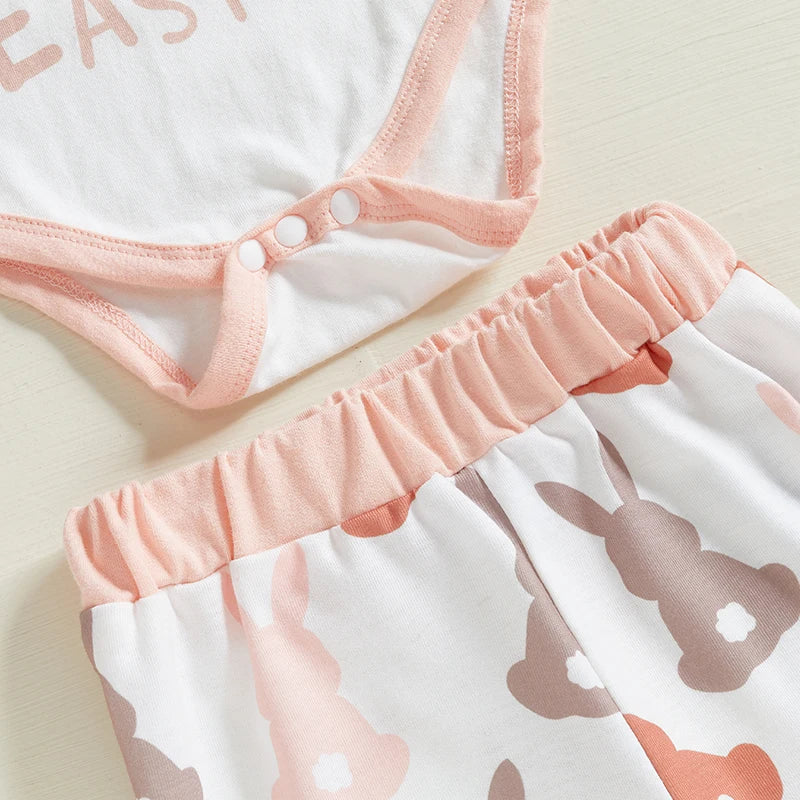 Girl's & Boy's Easter Bunny Romper Pants Hat & Rabbit Ears Set