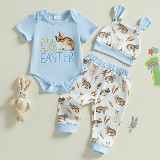 Boy's Easter Bunny Romper, Pants & Hat Sets