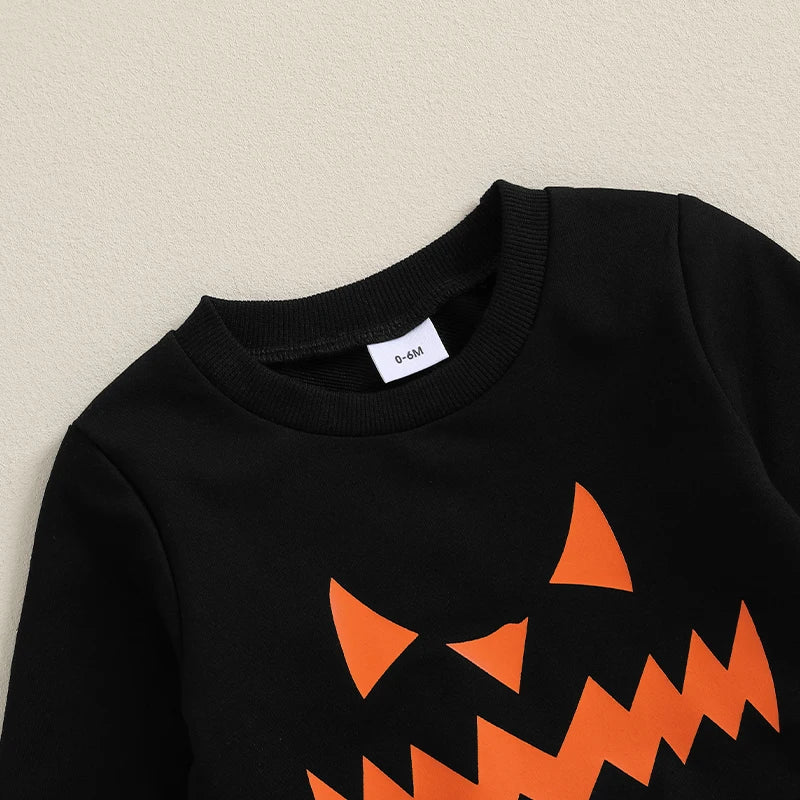 2-piece Halloween Sets! Girl's & Boy's Scary Pumpkin Sweatshirt & Sweatpants