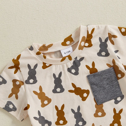 Boy's 2-Piece Easter Bunny Pocket T-Shirt & Shorts Sets