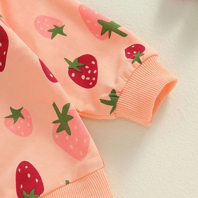 2-Piece Fall / Winter Outfits! Girl’s Strawberry Long Sleeve Shirt & Pants Sets