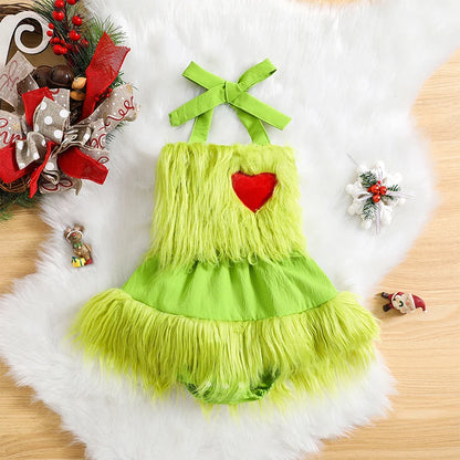 Girl's Fuzzy Christmas Rompers
