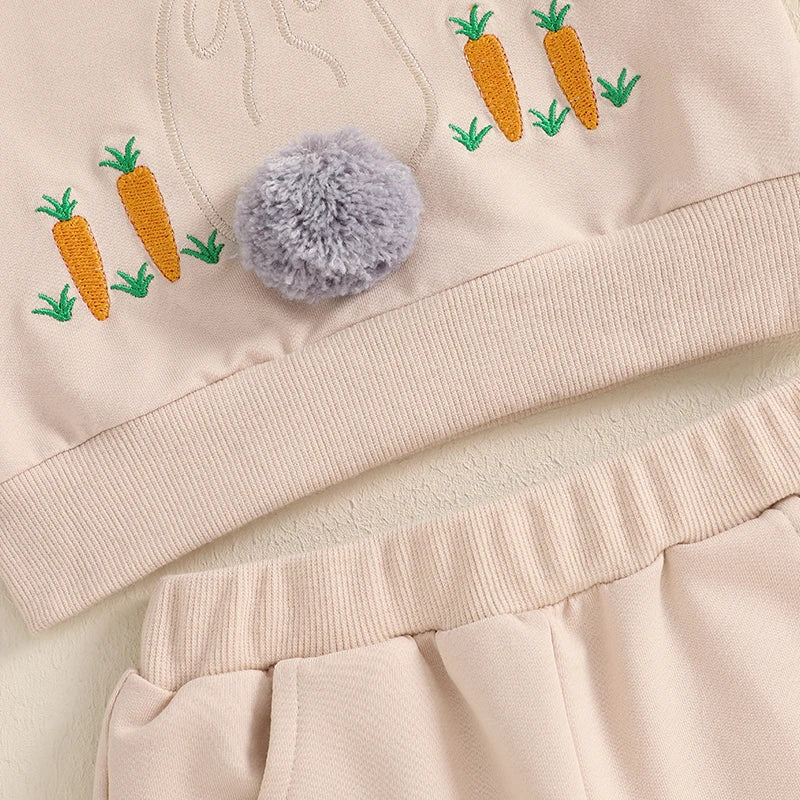 Boy's & Girl's 2-Piece Easter Bunny Fluff Tail Sweatshirt & Pants