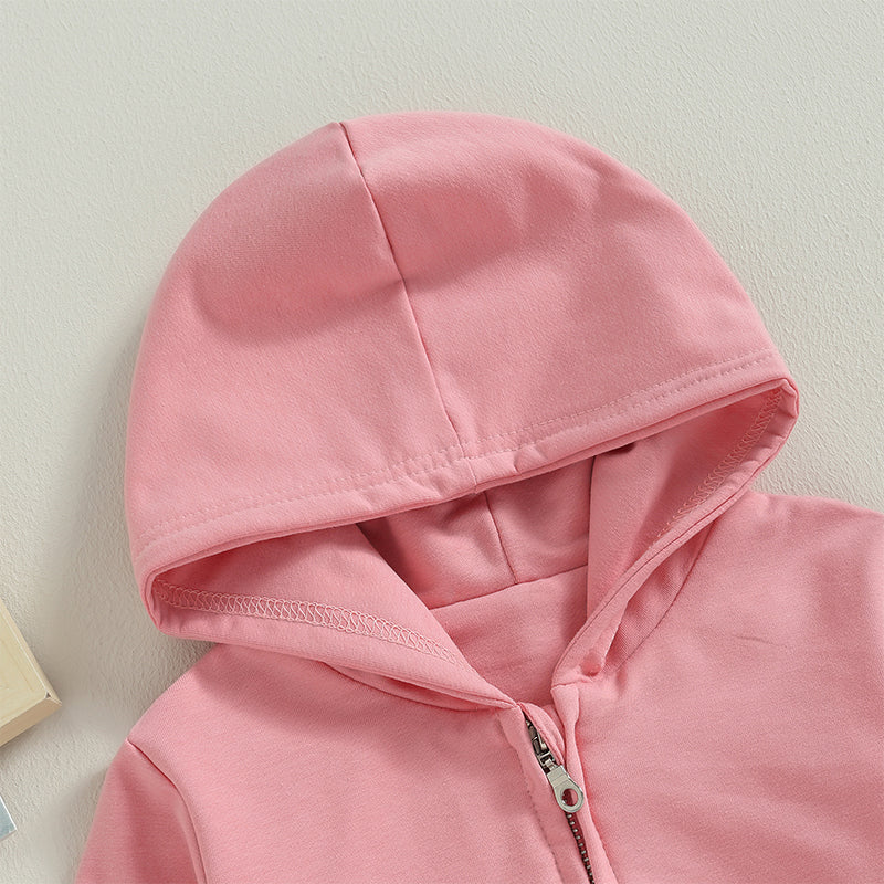 Boy's & Girl's Solid Hooded Zip Jackets