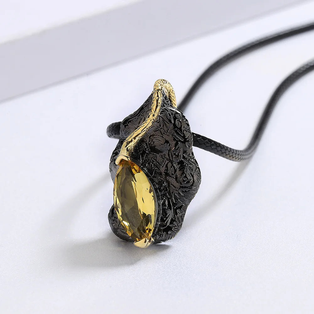 Necklace Black & Gold Style Pendant Yellow Zircon Necklaces