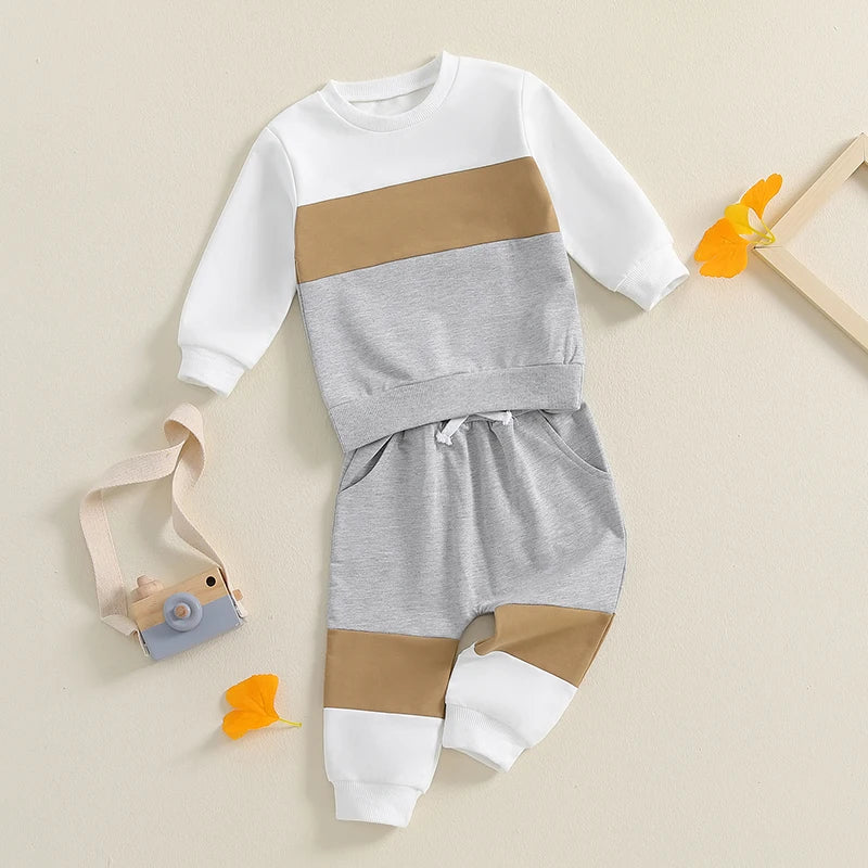 2-Piece Fall / Winter Outfits! Boy's Striped Long Sleeve Shirt & Pants Sets