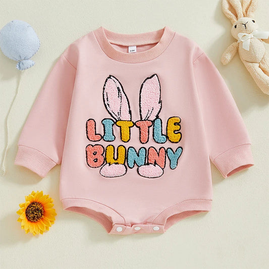 Girl's Easter Bunny Romper Sweatshirts Embroidered Onesies