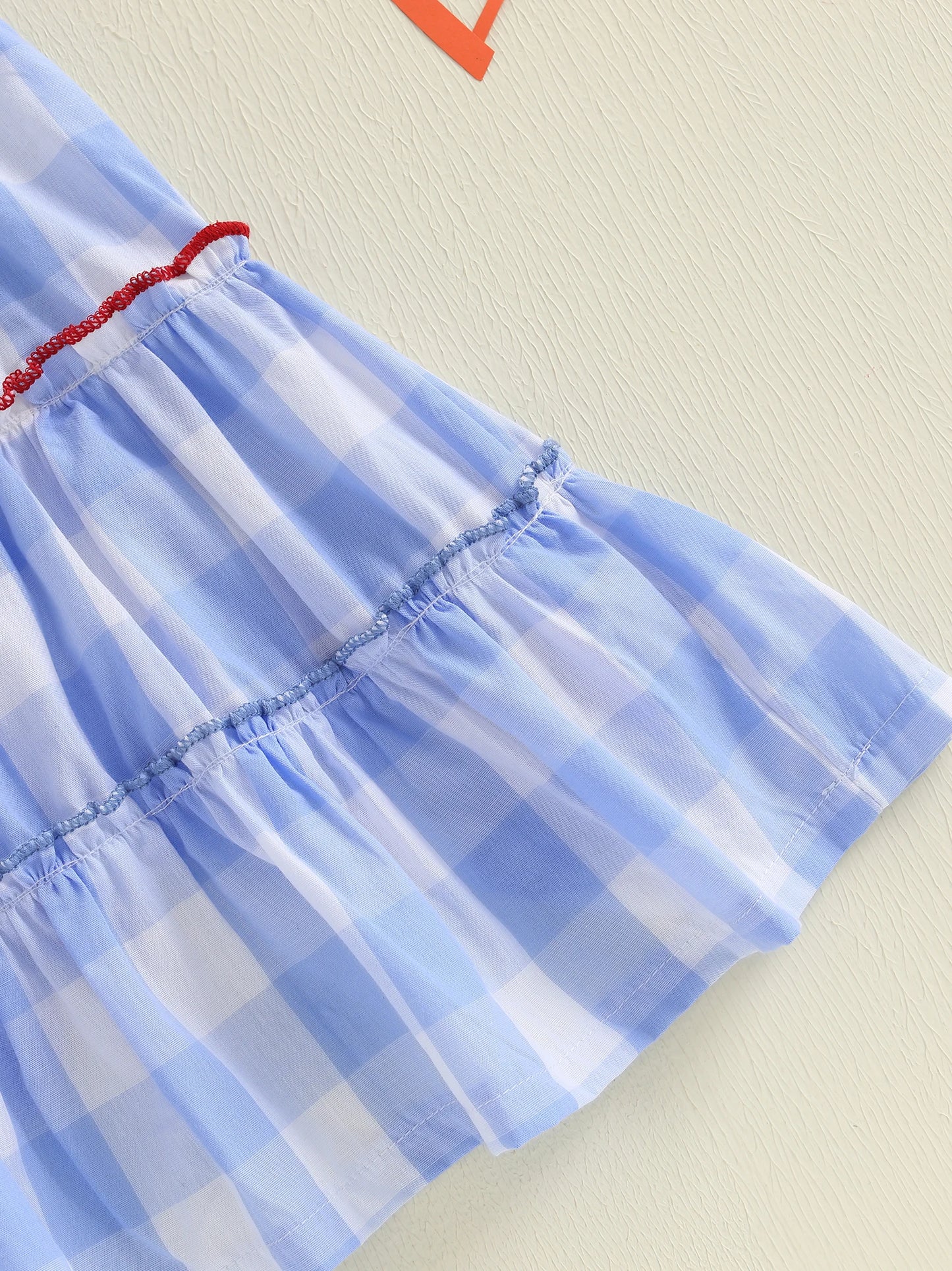 Girl's Plaid Embroidered USA 4th of July Dresses