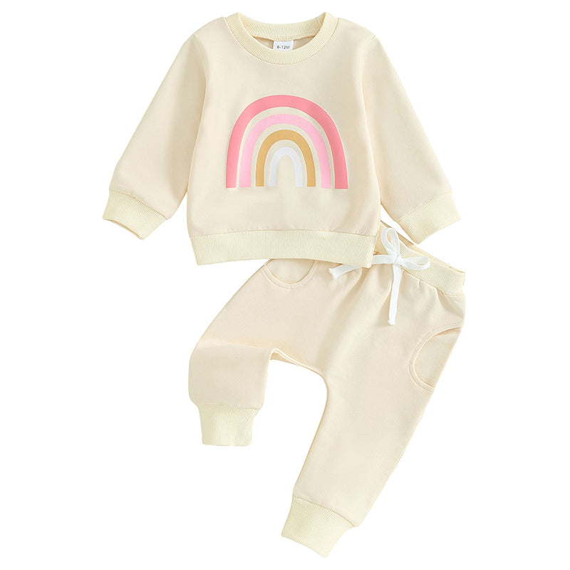 Girl's Rainbow Sweatshirt & Pants Sets