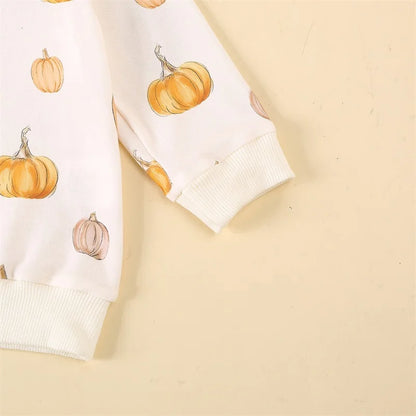 3-Piece Halloween Outfits! Girl’s Long Sleeve Pumpkin Sweatshirt, Pants & Headband Sets