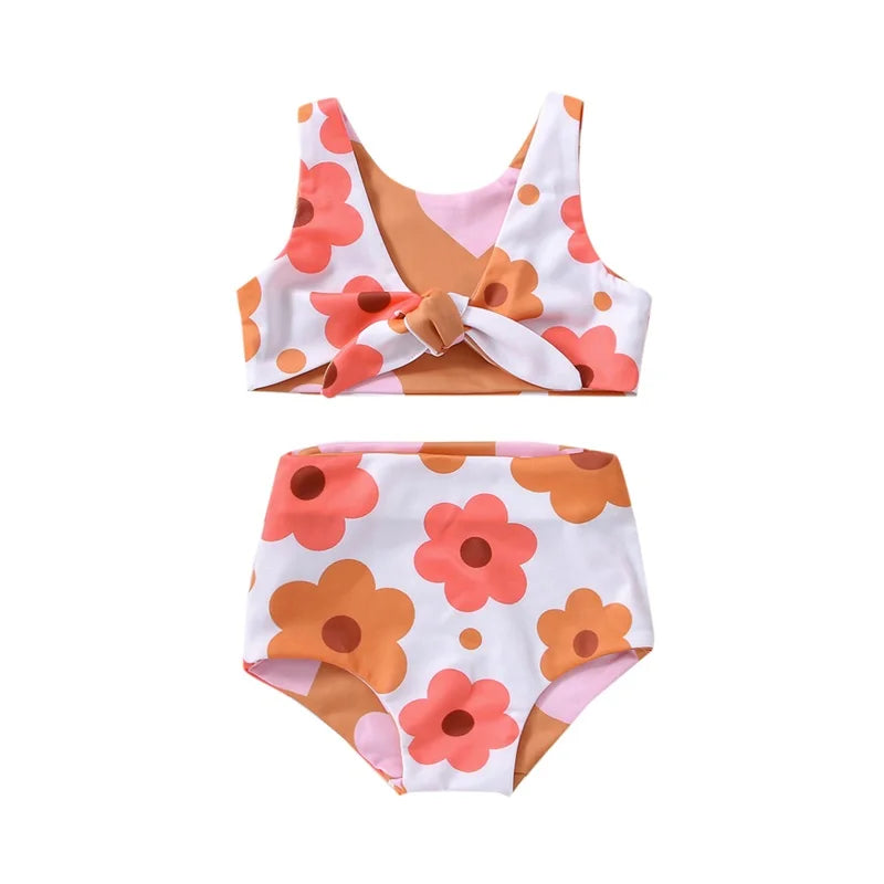 Kids Girls Bikini Set Flower Print Swimsuit Swimwear Beach Bathing Clothes Suit