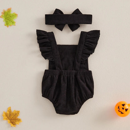 2-Piece Halloween Outfits! Girl’s Ghost, Flower Rompers & Headband Sets