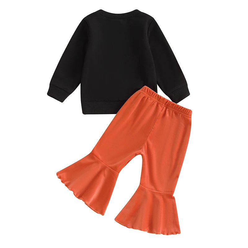 2-Piece Halloween Outfits! Girl’s Long Sleeve Sweatshirt Rompers & Pants Sets