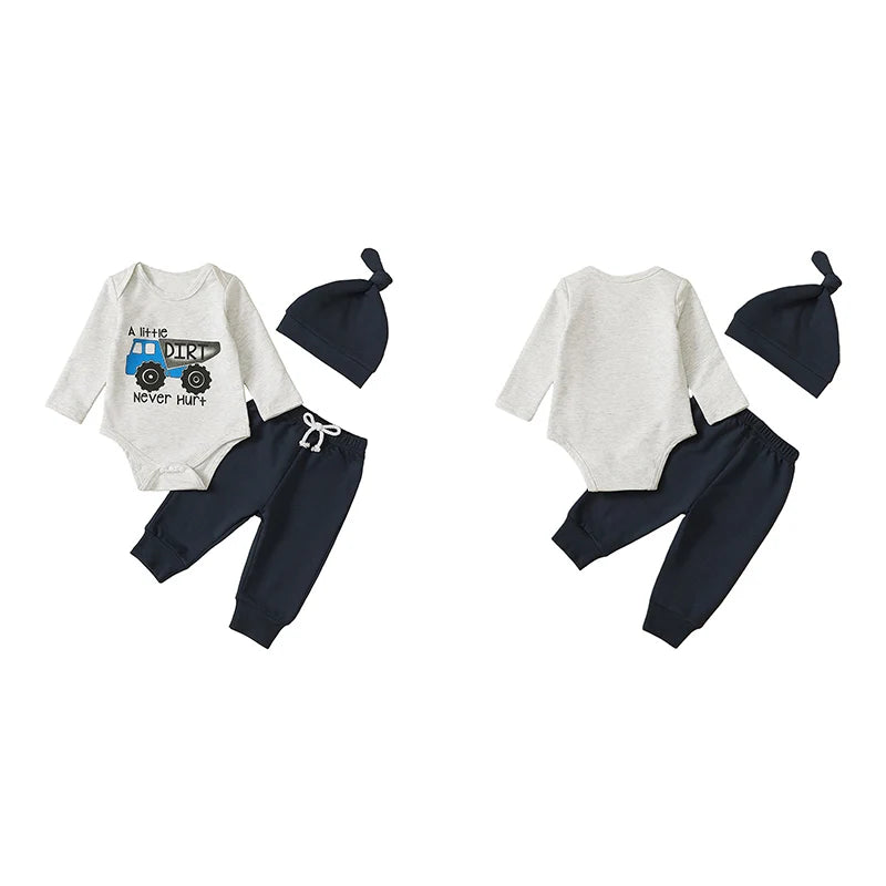 2-Piece Fall Outfits! Boy’s "Mama's Boy" Sweatshirt Rompers, Pants & Hat Sets