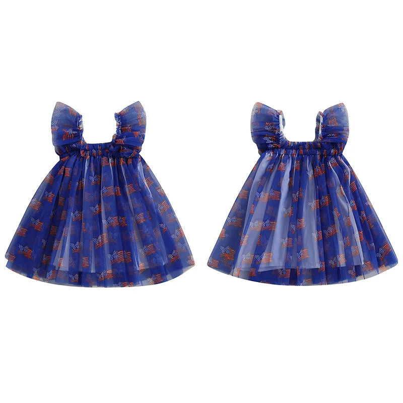 Girl's Tulle Red, White & Blue 4th of July Dresses
