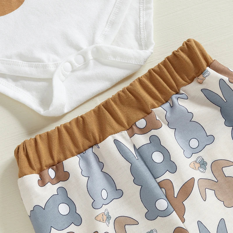 Girl's & Boy's Easter Bunny Romper Pants Hat & Rabbit Ears Set