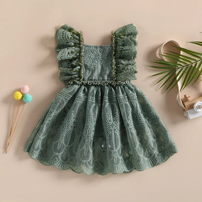 Girl's Sleeveless Ruffled Tulle Easter Dresses