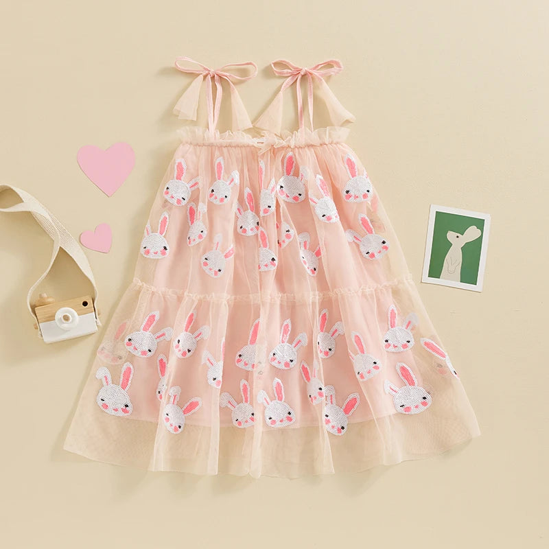 Girl's Tulle Sequin Easter Bunny Dresses