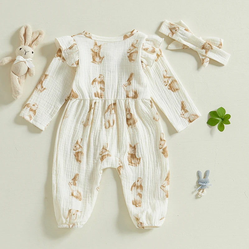 Girl's Easter Carrot/Bunny Jumpsuit & Headband