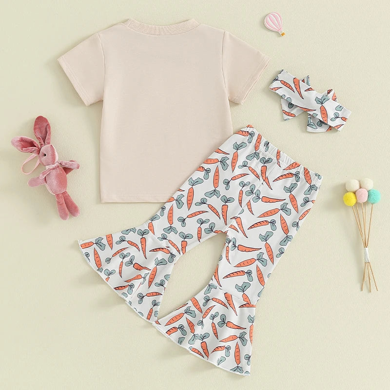 Girl's Easter T-shirts, Carrot Flare Pants & Headband Set