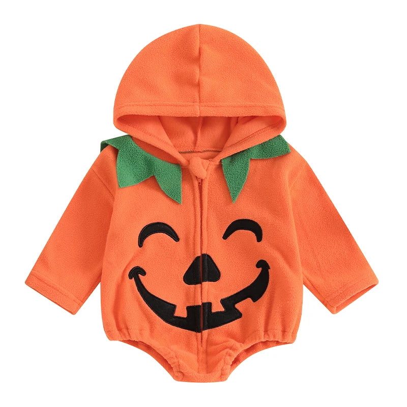 Halloween Costumes! Boy's & Girl's Long Sleeve Hooded Zip-Up Pumpkin Onesie