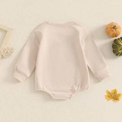 Halloween Rompers! Girl’s & Boy’s Long Sleeve Embroidered Pumpkin Sweatshirt Rompers