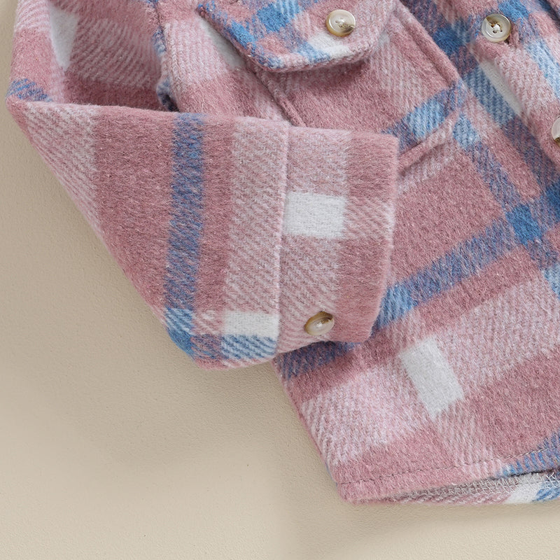Girl's & Boy's Hooded Flannel Plaid Button Down Shirts