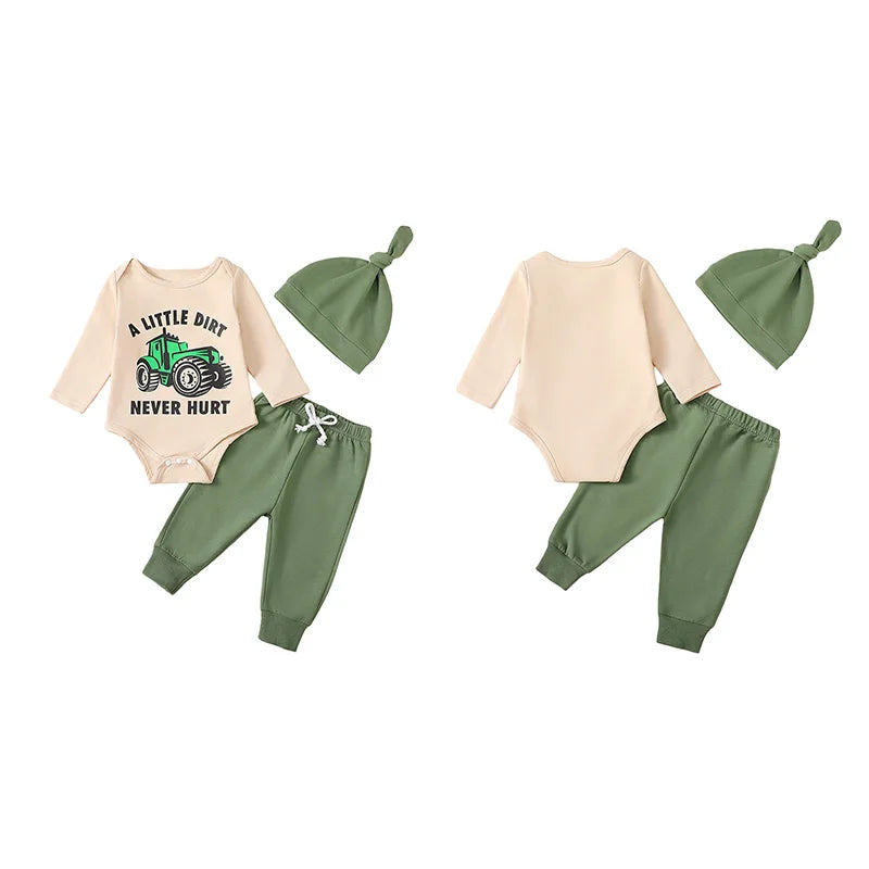 2-Piece Fall Outfits! Boy’s "Mama's Boy" Sweatshirt Rompers, Pants & Hat Sets